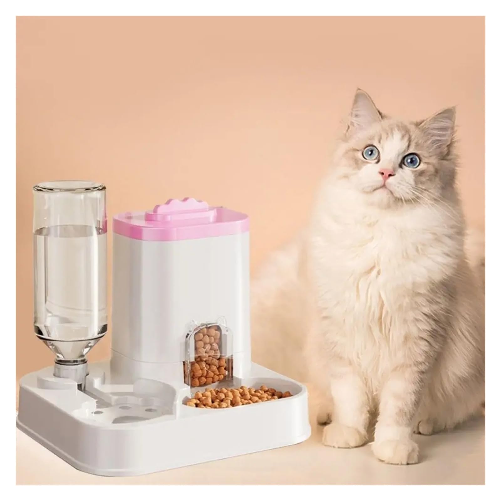 Distributore di acqua e cibo for gatti 2 in 1 grande capacità(Grey)