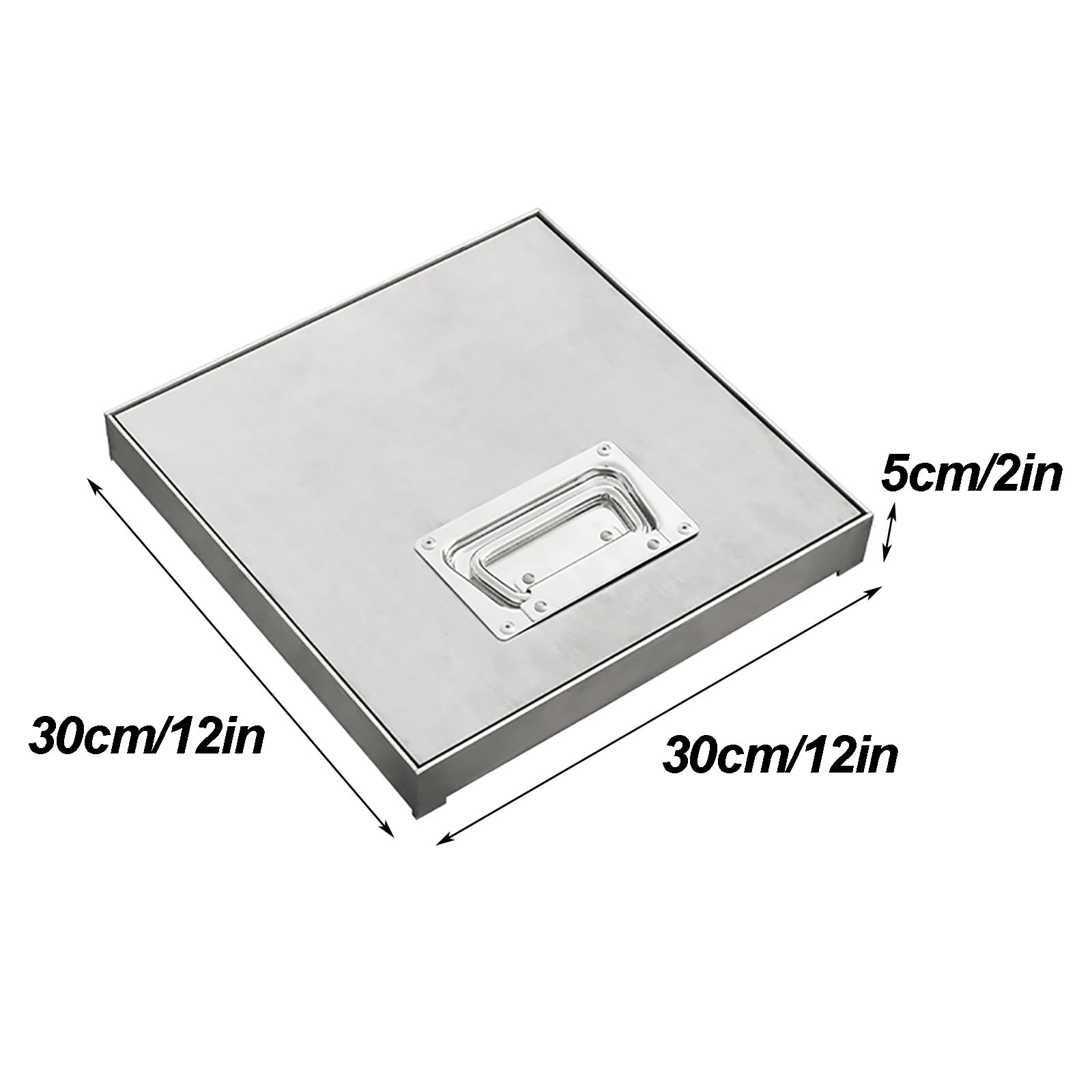 Tapa para Arqueta de Registro y Marco de Acero Inoxidable con Asa Tapa Sumidero Terraza para Exteriores para Fosas Sépticas Alcantarillas Patios y Parques(30x30x5 cm/12x12x2 in)