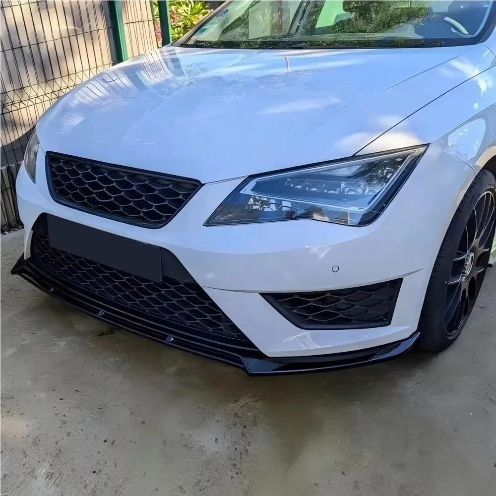 Kompatybilny z Seat Leon 5F MK3 MK3.5 2012-2019 3 sztuk Maxton Style przedni spojler zderzaka Spoiler Splitter Tuning dyfuzor akcesoria czarny błyszczący(MK3 Gloss Black)