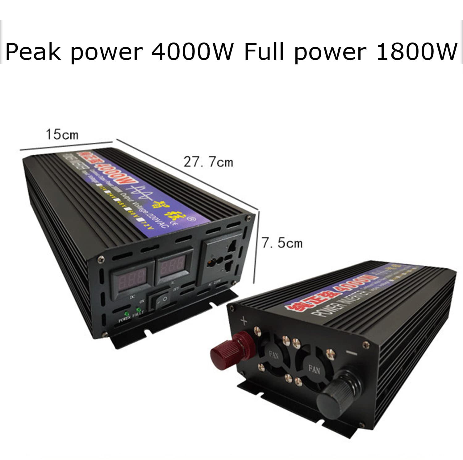 1000w 1600w 2000w 2600w 3000w 4000w 5000w 6000w czysta fala sinusoidalna przetwornica prądu stałego DC 12v/24v/48v/60v do AC 220V, do użytku na zewnątrz, RV, ciężarówka, samochód, 4000W-48Vto220V (4