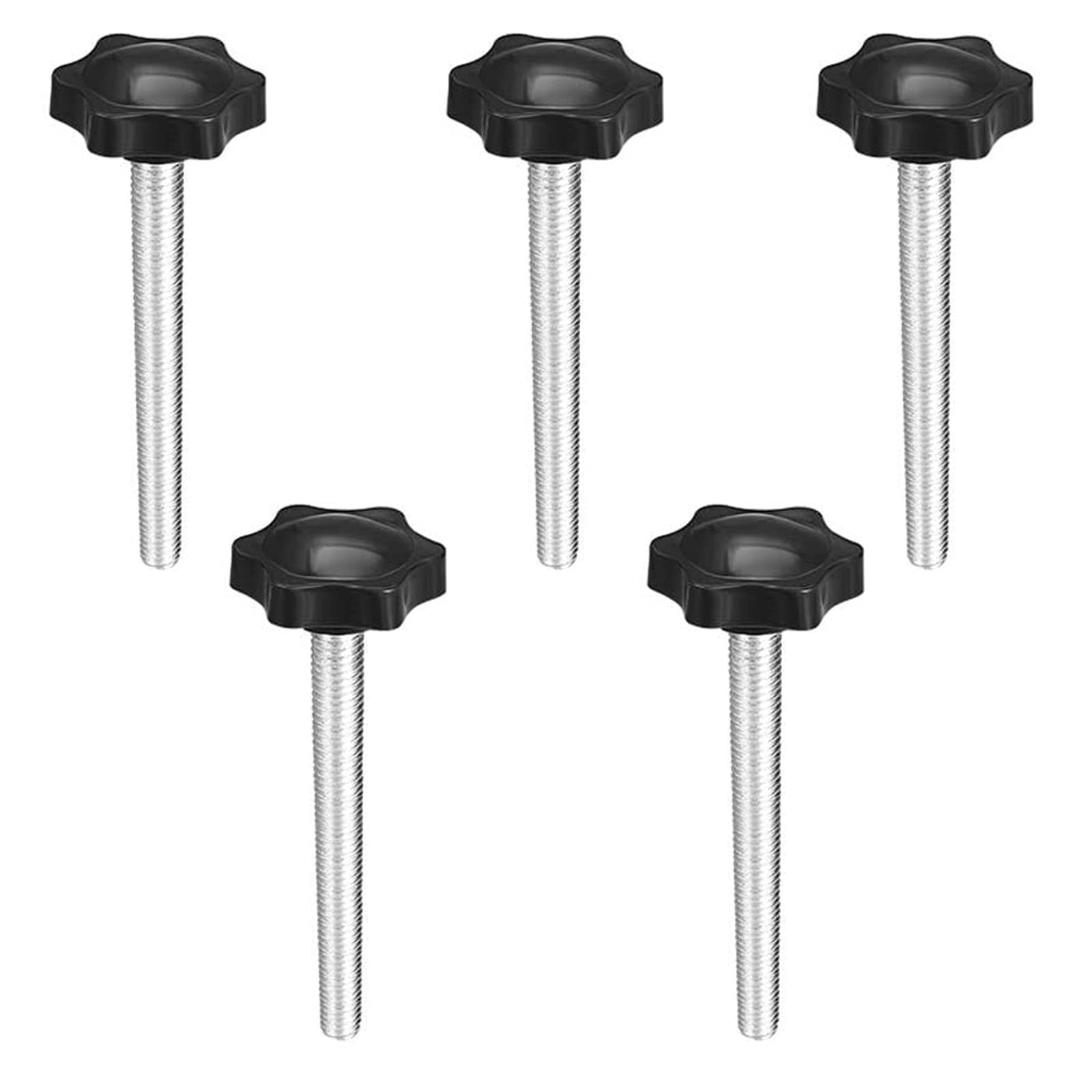 Ta-Vigor Men's Polished 5 Pcs Plum Hex Shaped Clamping Screw Knob, 38Mm Dia M8 X 60Mm Plastic Head Clamping Knob Handle Thread Thumb Screw