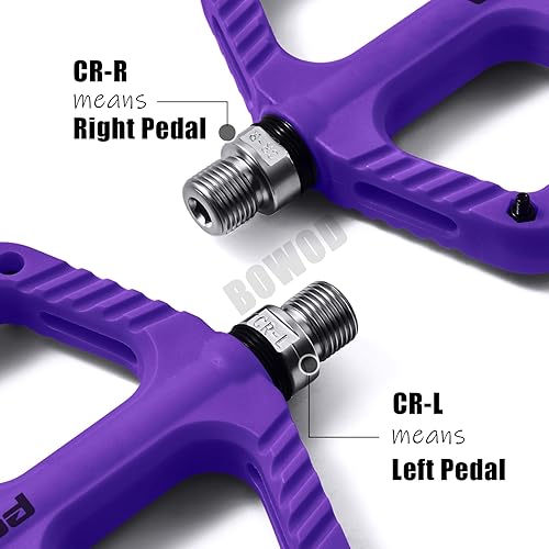 Miniatura 4 de BOWOD MT Bike Pedals, Light BMX MTB Pedals w Wide Nylon Composite Pedals' Platform, Gravel Bike Pedals Flat, Bicycle Pedals w 12Pins, Non-Slip