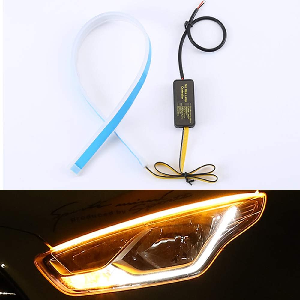 TIDO 2Pcs 18 Inches Dual Color LED Headlight Strip Light