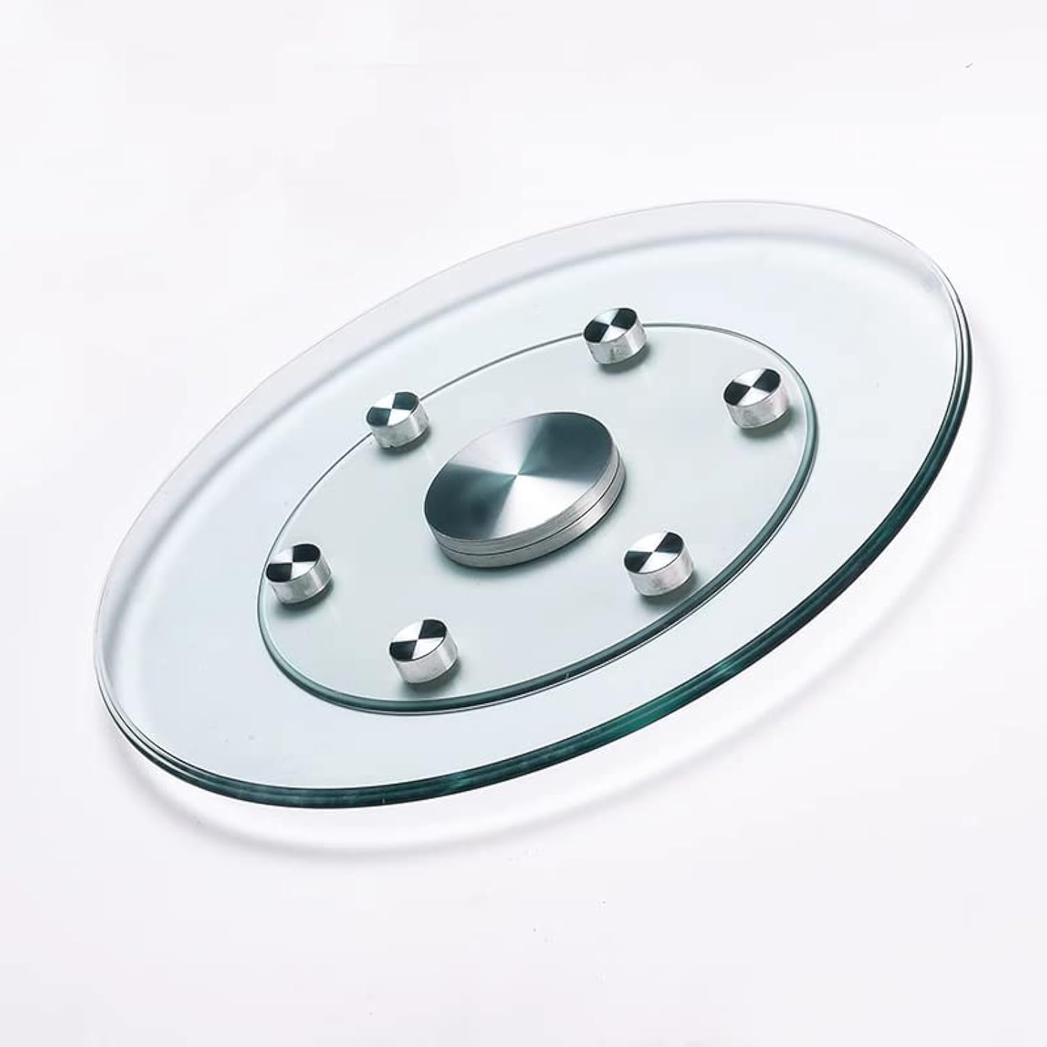 23'' Glass Lazy Susan Turntable Dining Table Large Round Serving Plate Tabletop Rotating Tray with Swivel Assist System Silent & Smooth Spin (23inch/60cm)