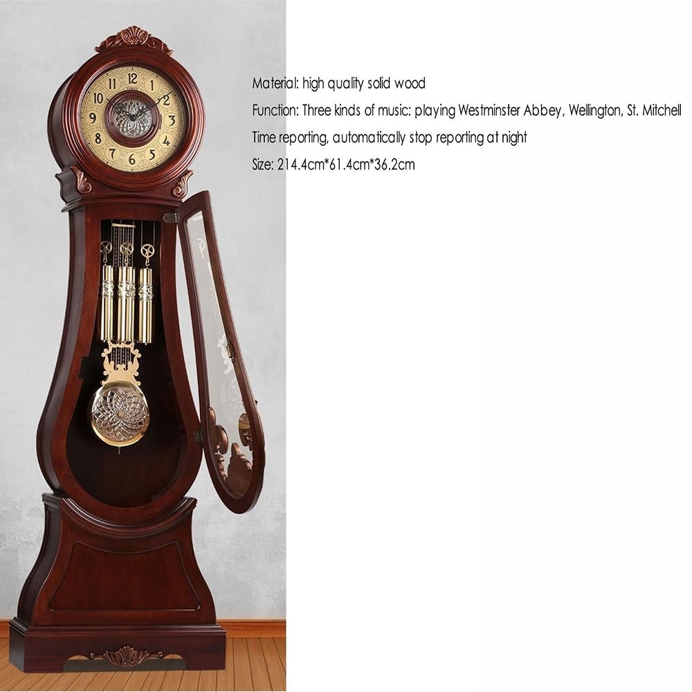 Decorativo Reloj de pie retro musical mecánico estilo chino para la oficina | Reloj de piso Reloj de sala de estar