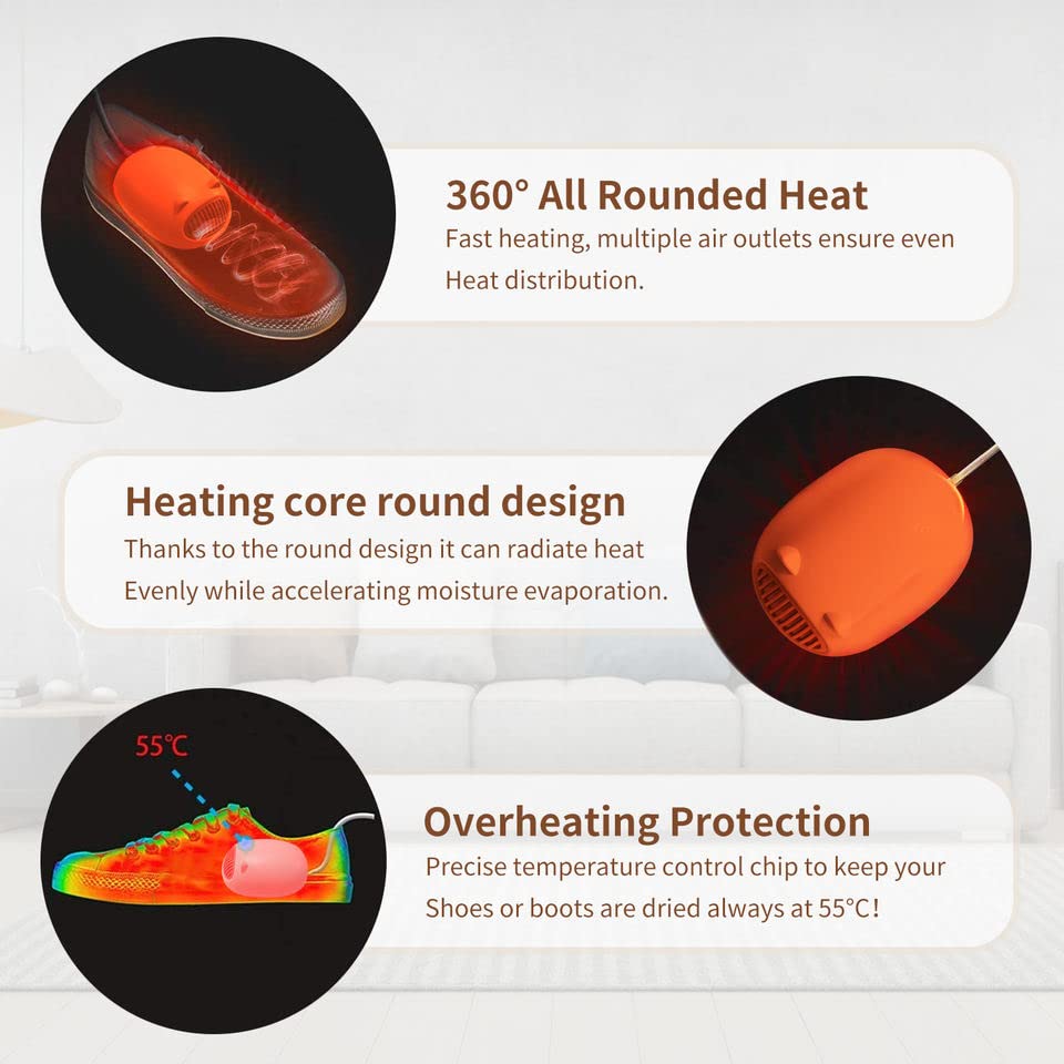 Schoenendroger, elektrische schoenendroger en warmere sokkendroger Elimineer slechte geur, Mini-schoenen ozon-deodorant met 3 timing-modi, 360 graden luchtstroom ontgeurd - Image 7