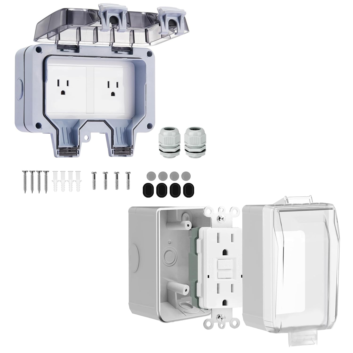 15 Amp GFCI Outdoor Electrical Outlet Box and 15 Amp Outdoor Electrical Outlet Box