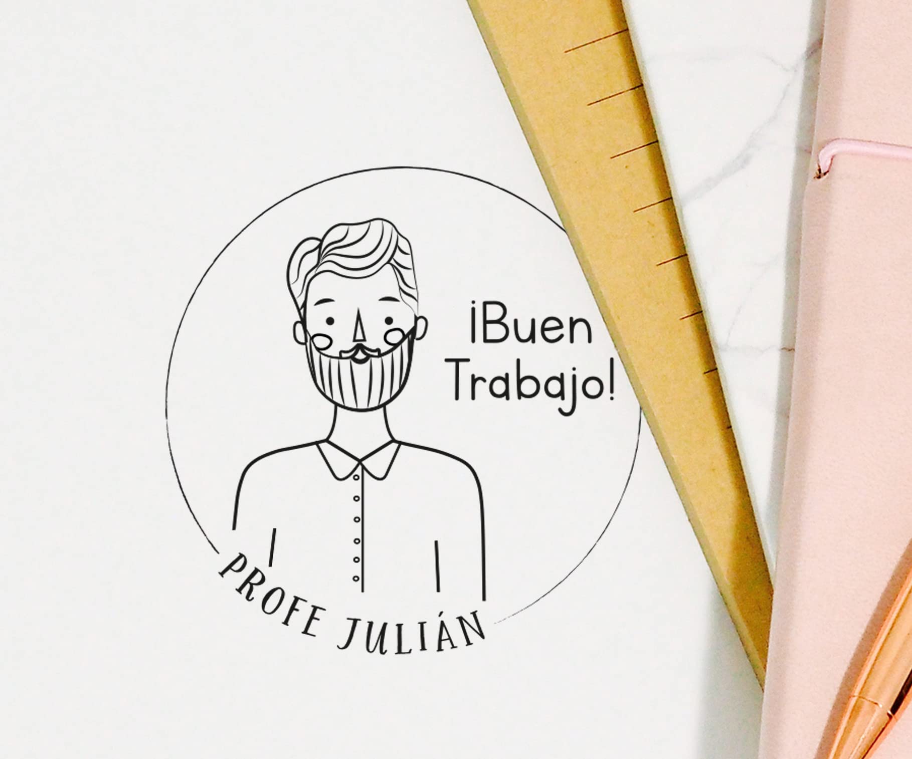 Sello personalizado para profesores, Regalo original para Profesor, Más de 19 Diseños Exclusivos, Sello de madera para profes en cualquier idioma