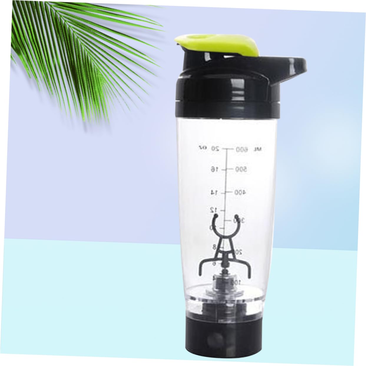 Cabilock Borraccia Shaker Elettrico 600ml in Pp Verde Miscelatore a Batteria Anti-graffio per Frullati Proteici Portatile per Sport e Palestra