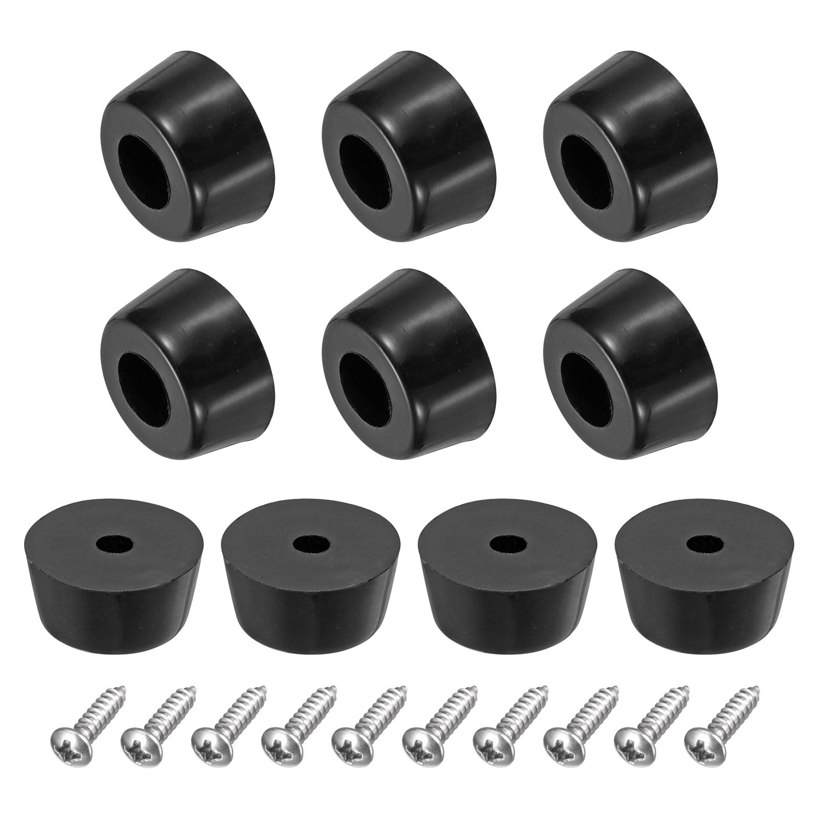 uxcell 10Pcs Rubber Bumper Feet, 0.31" H x 0.59" W Round Pads with Stainless Steel Washer and Screws for Furniture Appliances