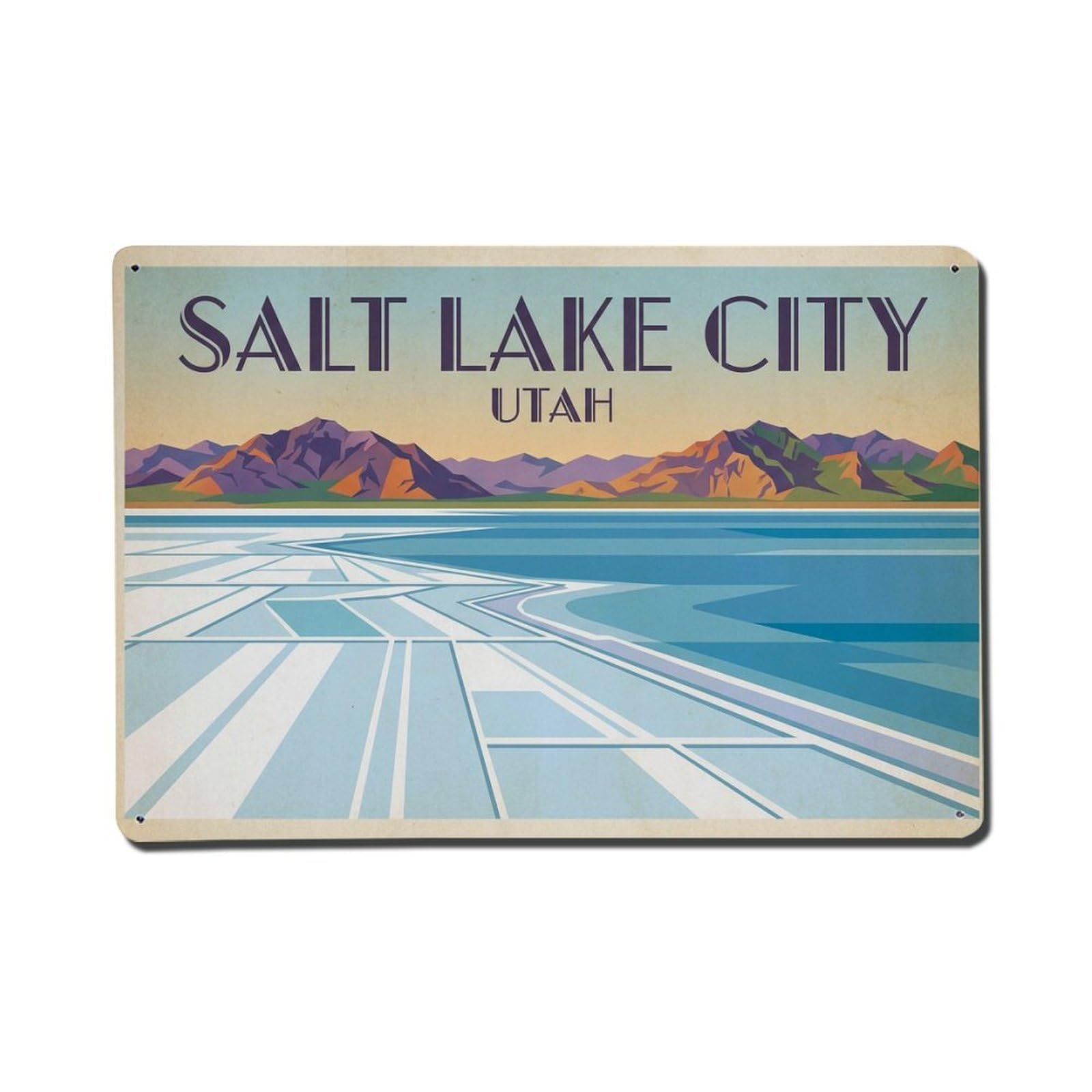 Xanthor Style Retro Travel Usa Salt Lake City Metal Tin Sign