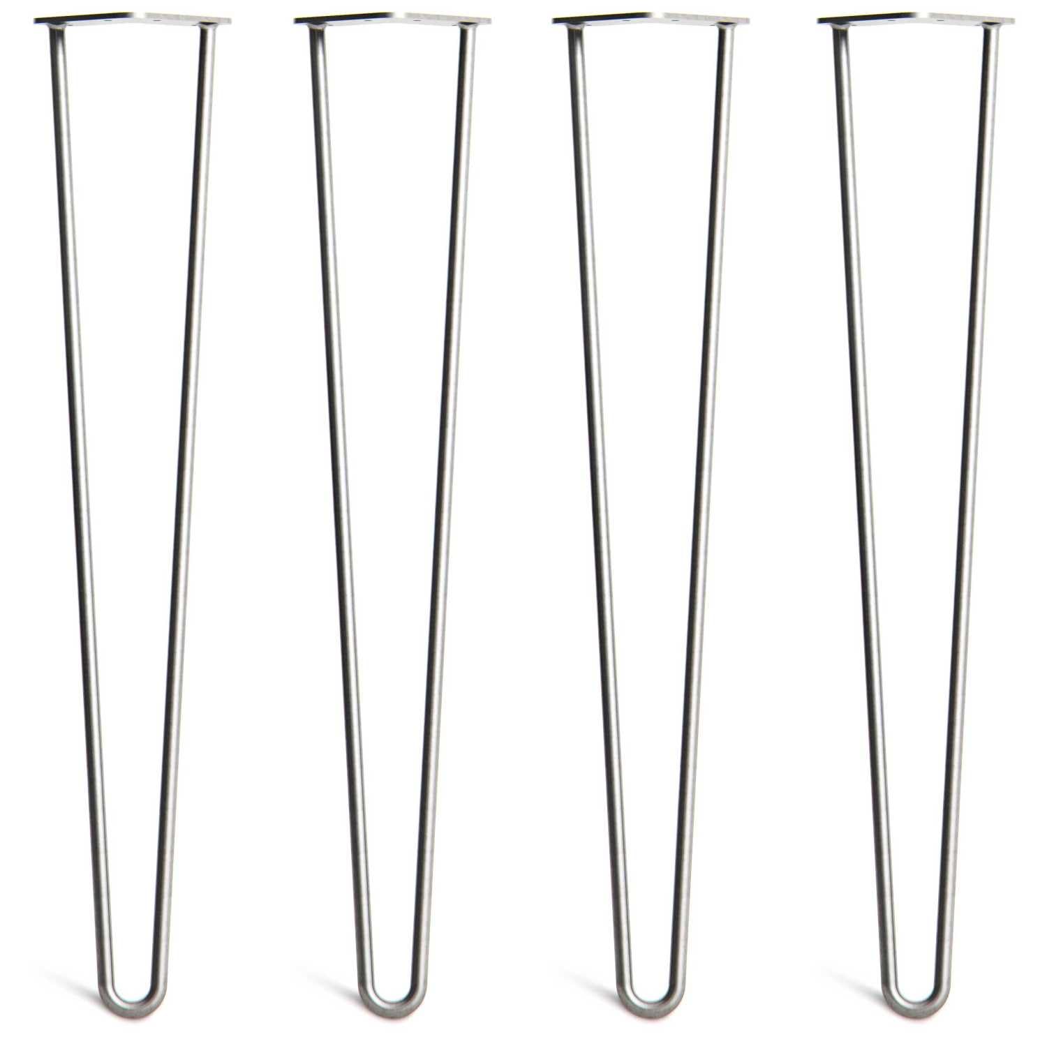 [HLC] 4 x Heavy Duty Hairpin Table Legs – Superior Double Weld Steel Construction with Free Screws, Build Guide & Protector Feet, Worth £8 Included! – 12mm Steel [28"/71cm, 2 Rod, Clear Coat] — image 1