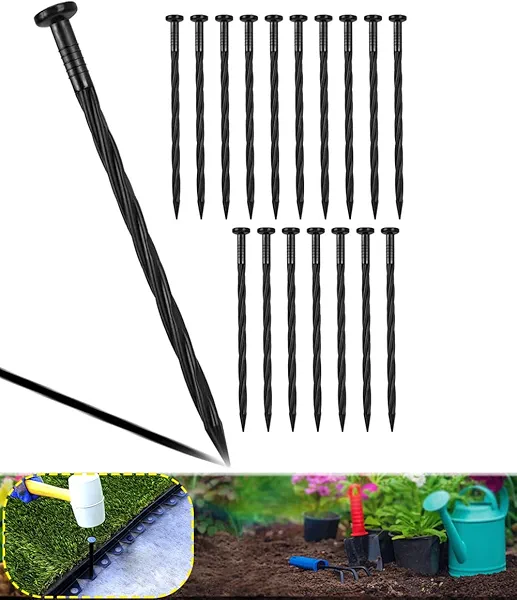 Meboyz 50-Pack 8-Inch Plastic Landscape Stakes,Spiral Edging Spikes Landscape Anchoring Spikes for Paver Edging, Weed Barrier, Artificial Turf & More Weed Barrier, Artificial Turf & More.