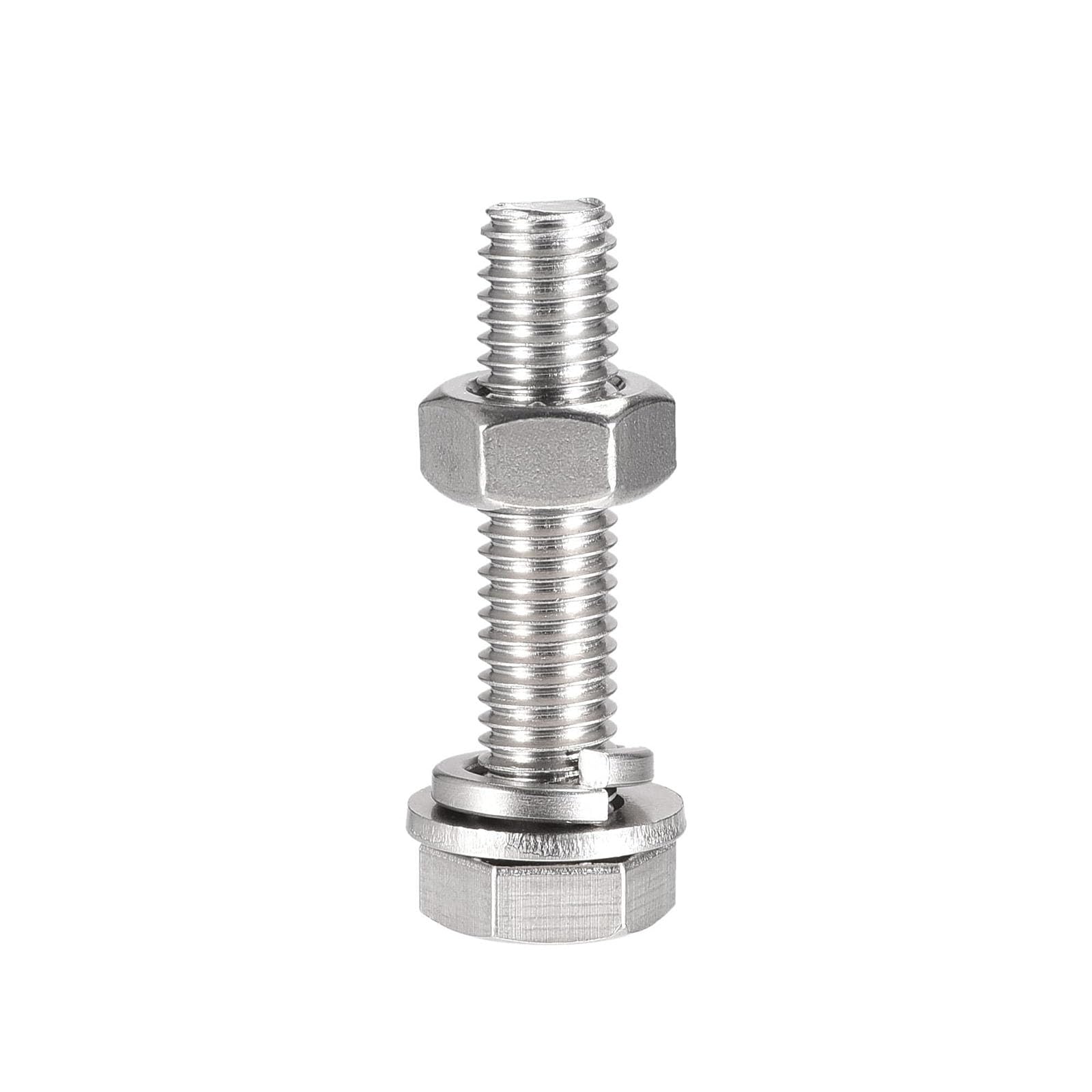TA-VIGOR 4Pcs M10 x 50mm Hex Head Screws Bolts, Nuts, Flat & Lock Washers Kits, Fully Thread Hexagon Bolts - Image 4