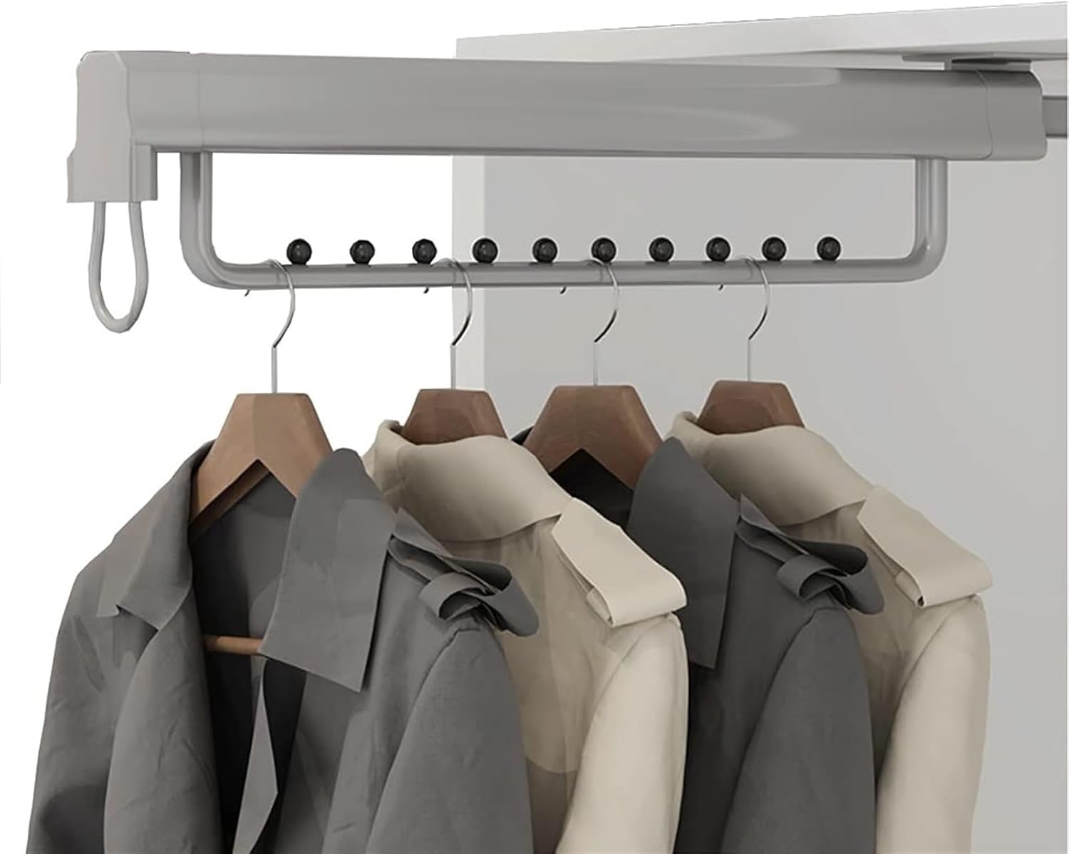 ステンレススチールワードローブレールチューブ - 拡張可能なプルアウトクローゼットロッド、調整可能なワードローブレール衣類ラック、エ