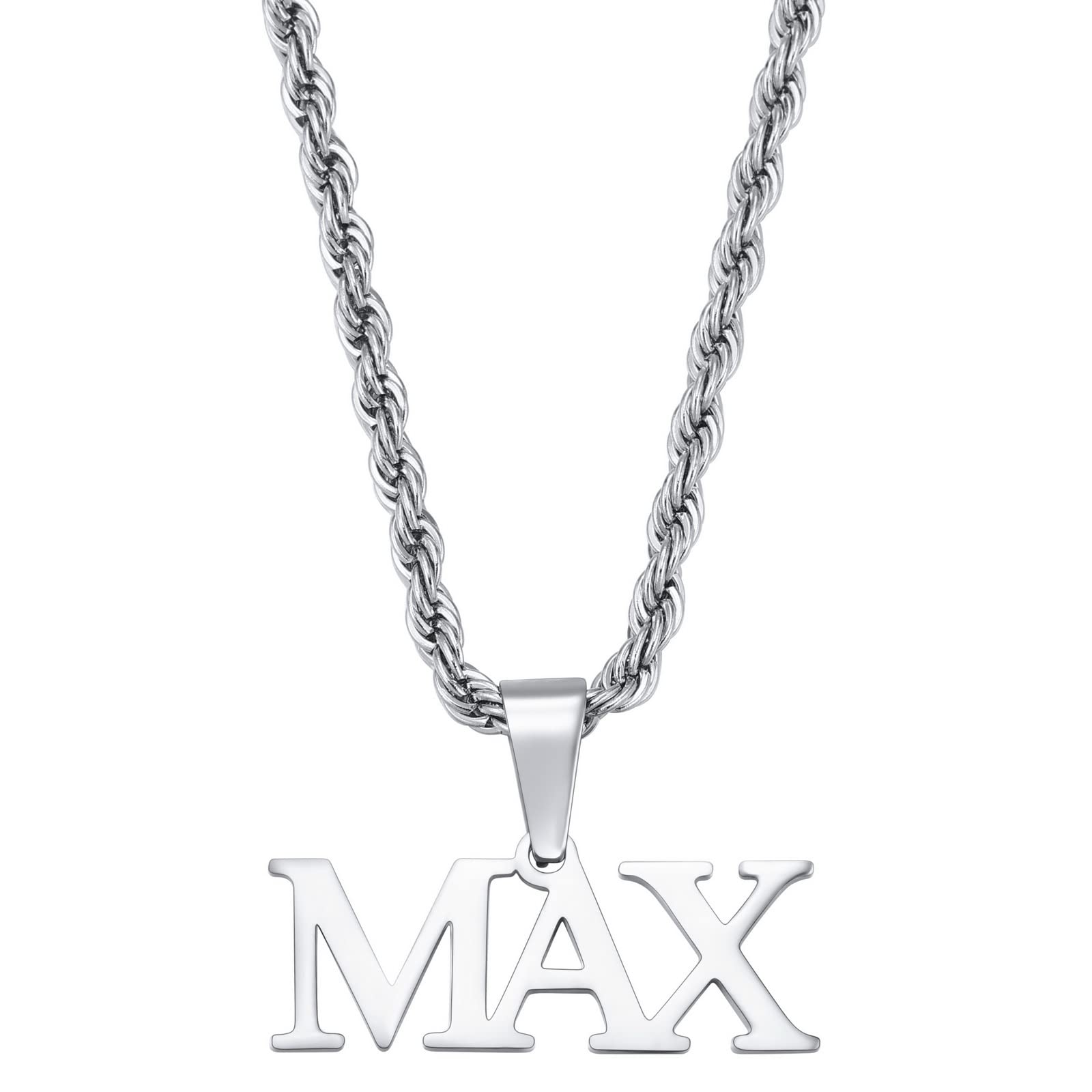 INBLUE Nombre personalizado Collar Placa Colgante para Hombres Mujeres Personalizado Gran Letra Inicial Número Collares con Cadena de Bordillo/Cadena de Cuerda Joyería de Hip Hop