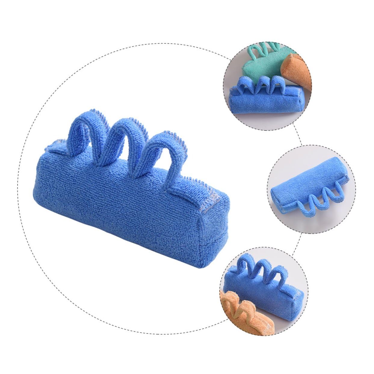 STOBAZA Separador de Dedos Ergonómico de Tejido Azul para Pacientes Mayores Protector de Palma, Cojín para Contracturas y Bola Separadora Fácil de Usar y Lavable