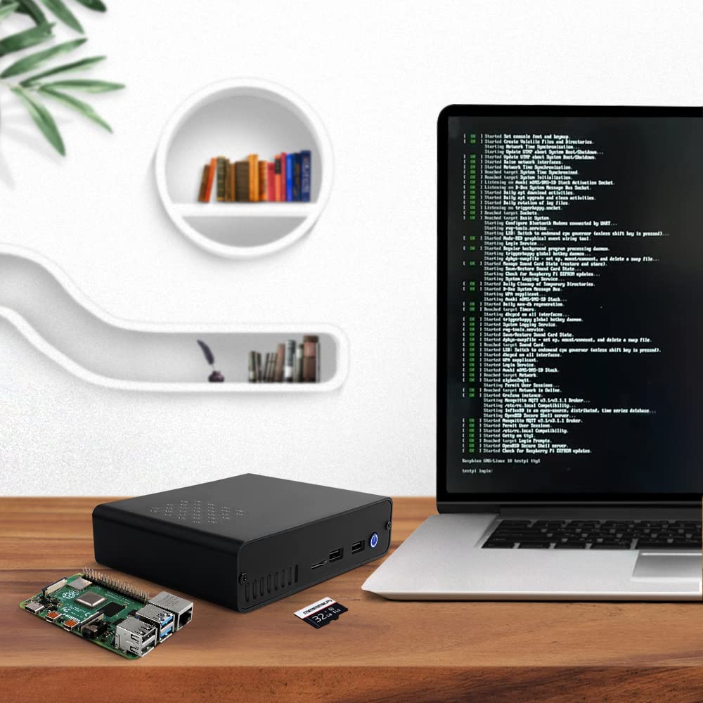 GeeekPi DeskPi Pro V2 Decodificador para Raspberry Pi 4 - Soporte SSD, HDMI de tamaño Completo, Encendido/reinicio Seguro, Enfriador de Torre de Hielo, Fuente de alimentación