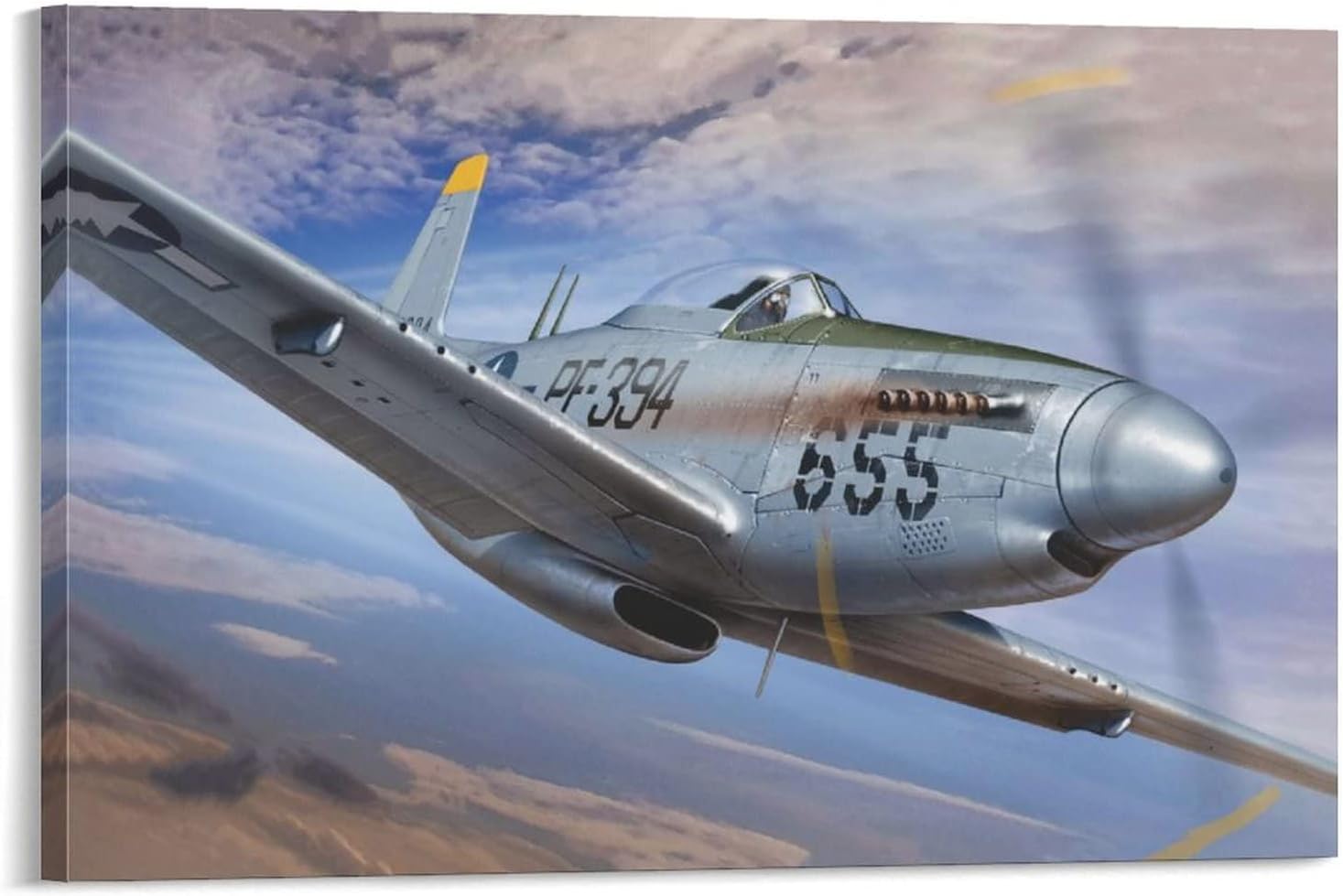 P-51 Propeller Fighter, US Air Force, World War II Aviation (4) Poster Decorative Painting Canvas Wall Art Living Room Posters Bedroom Painting 24x36inch(60x90cm)