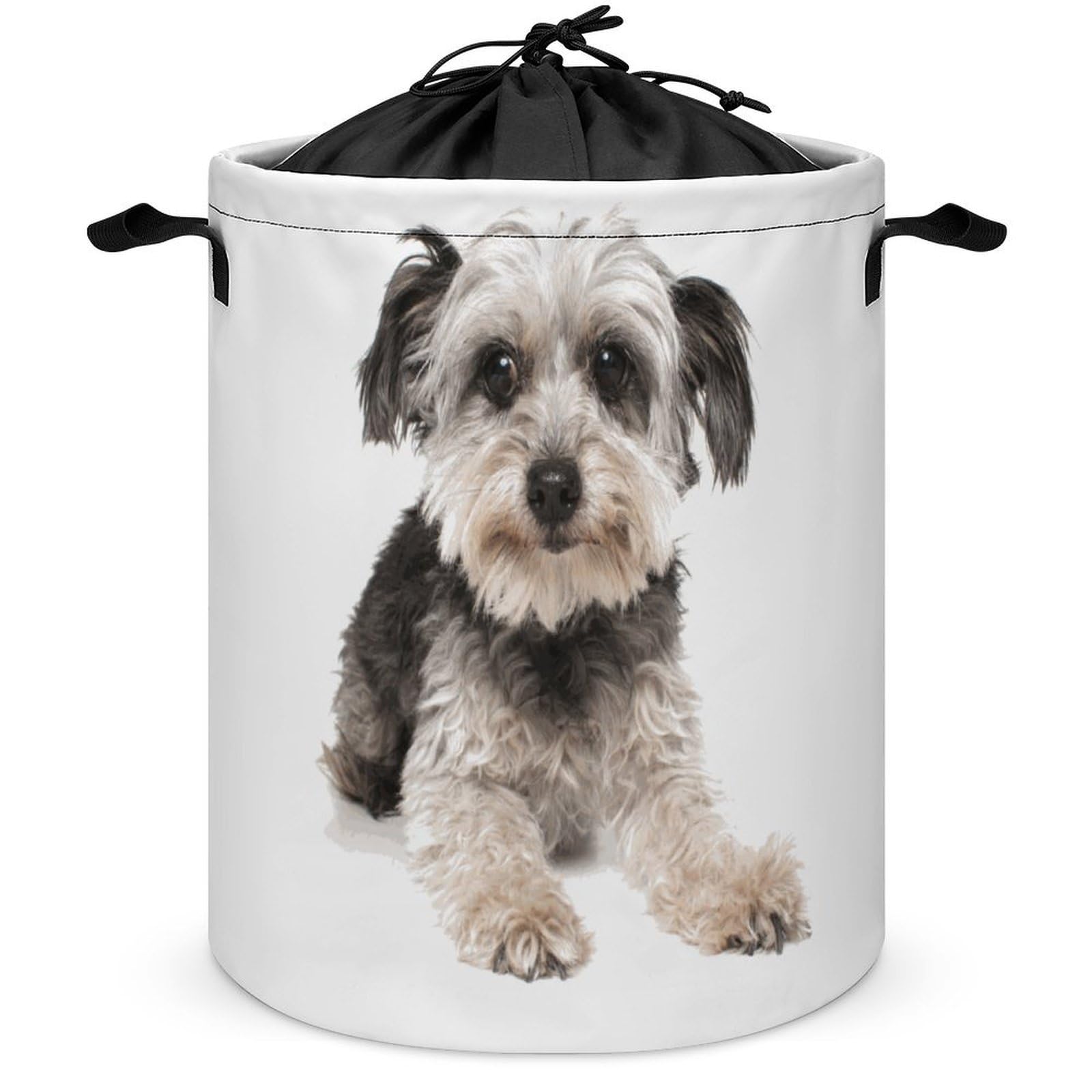 Qjjinxior Drawstring Laundry Hamper, Cute Yorkshire Terrier Laundry Basket, Washing Basket with Handle