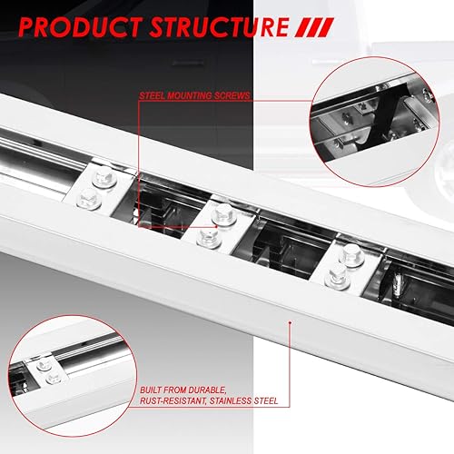 Miniatura 3 de Auto Dynasty Estribos compatibles con 2009-2024 Ram1500 2500 3500 Crew Cab 4 puertas, barras Nerf de riel lateral de acero inoxidable, barras de