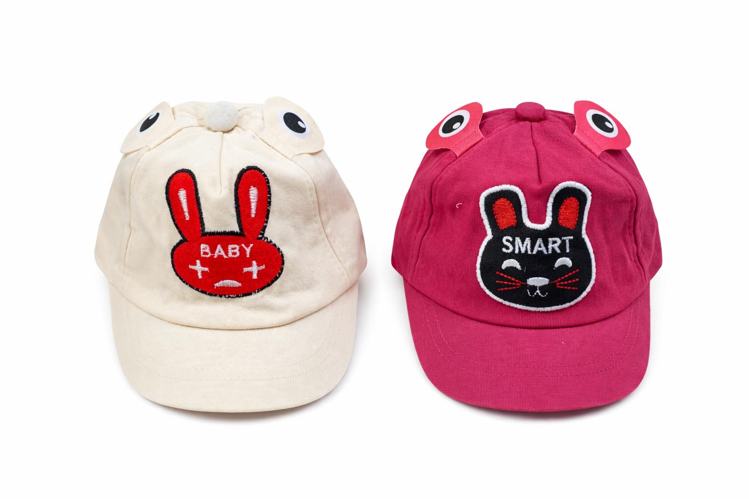 Kids Cap with Cute Animal Face Embroidery, Fun Character Design (Multicolour)