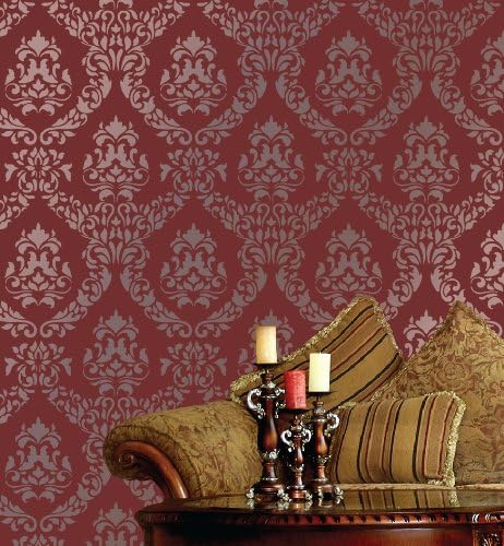 Large Wall Damask Stencil Faux Mural Design #1020 25" x 25"