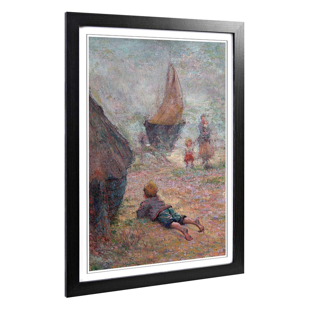 Big Box Art Framed Print of Claude Emile Schuffenecker One The Beach Design | Wall Art Picture | Home Decor for Kitchen, Living Room, Bedroom, Hallway, Black, A2 / 24.5x18 Inch / 62x45cm