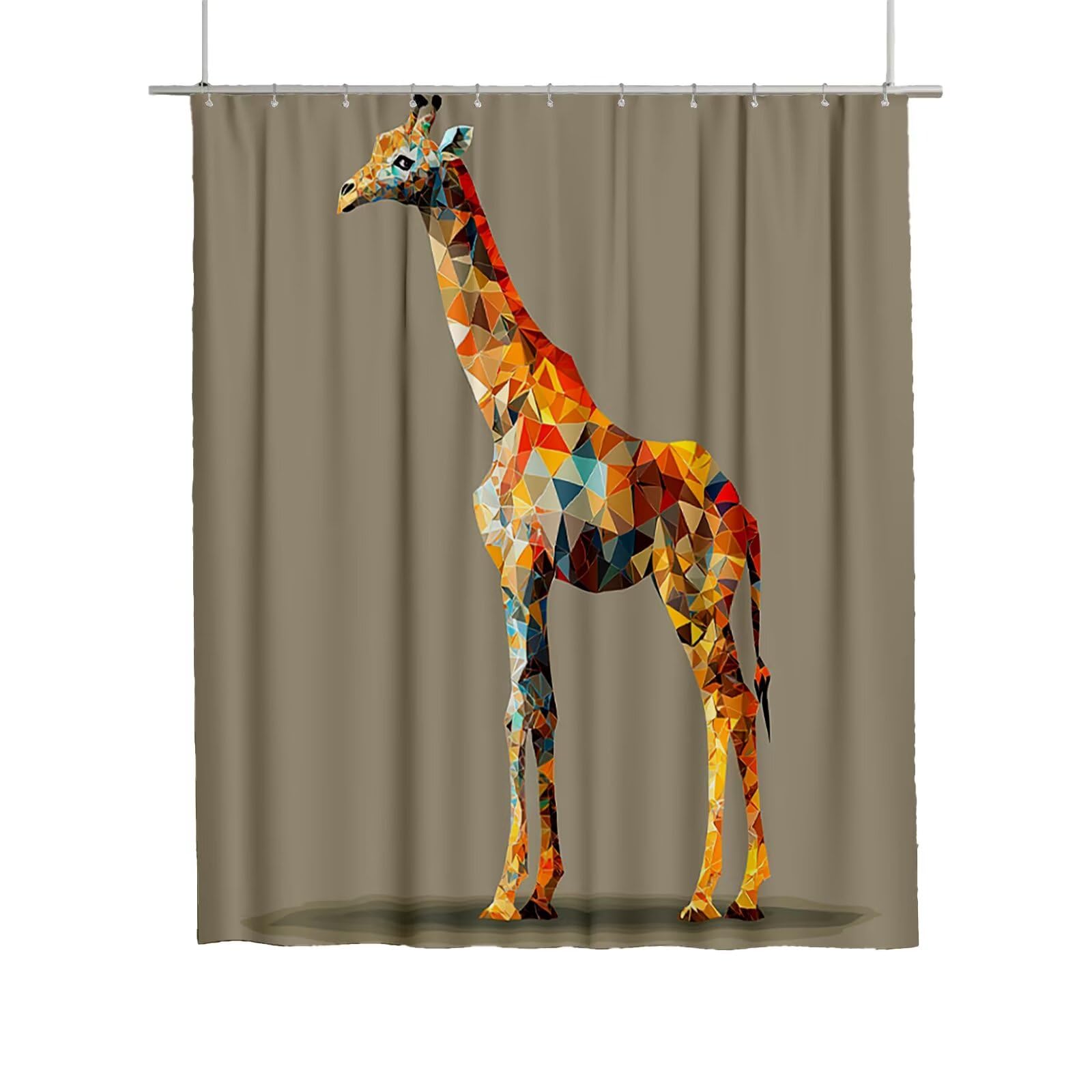 Rideau de douche 180x180 tissu imperméable lavable rideaux baignoire avec crochets motif girafe