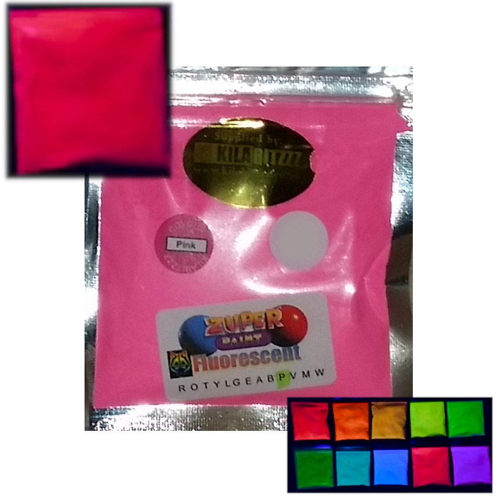 Zuperpaint 25G Pink Fluorescent Neon Ultraviolet Uv Blacklight Glow Powder - Choose From 10 Colours (25G Pink)