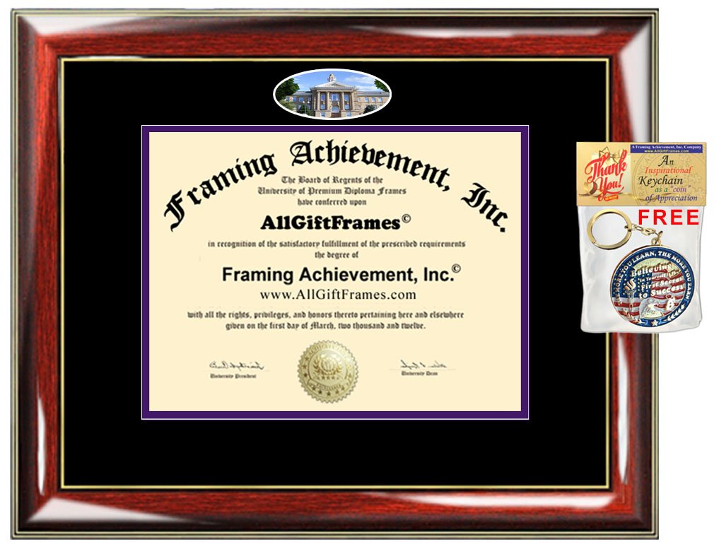 AllGiftFrames Western Illinois University Diploma Frame College School WIU Campus Photo Custom Degree Framing Double Mat Graduation Gift Bachelor Master MBA Doctorate PHD Certificate Holder Case