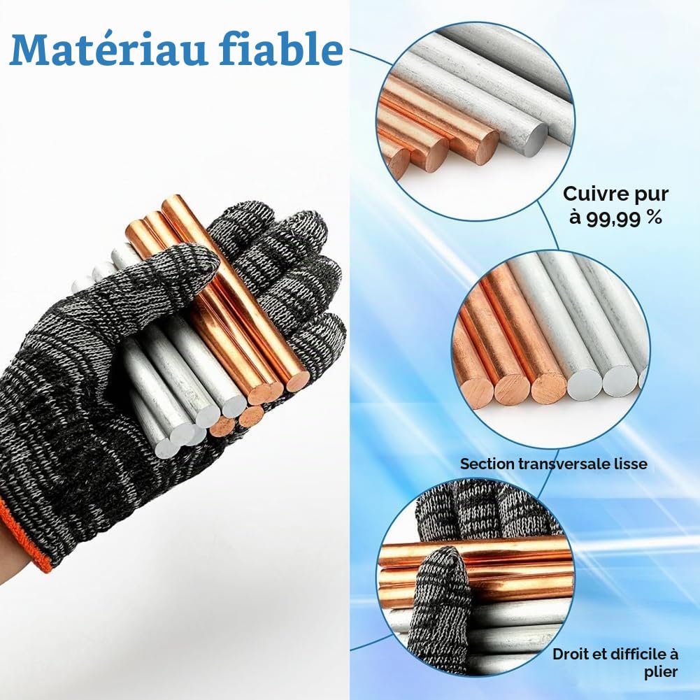 Lot de 10 tiges en zinc de cuivre pur, tiges rondes en métal de 100 mm de longueur et 10 mm de diamètre pour galvanoplastie, projets d'artisanat en métal
