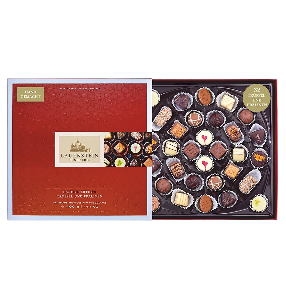 Lauensteiner Erlesene Köstlichkeiten | 400g Trüffel und Pralinen | 16-fach sortiert OHNE ALKOHOL | Schoko-Geschenk für jeden Schoko-Gourmet | 1er Pack
