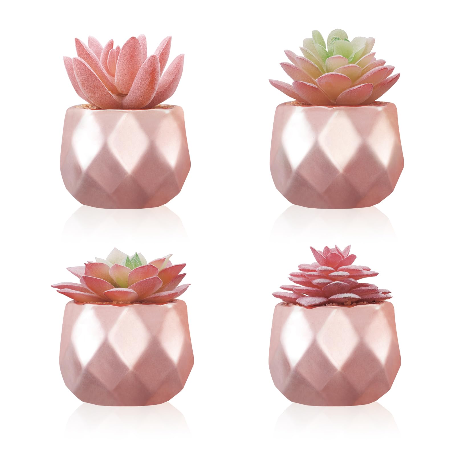 Plantes succulentes artificielles pot or rose idée cadeau femme pour déco de maison