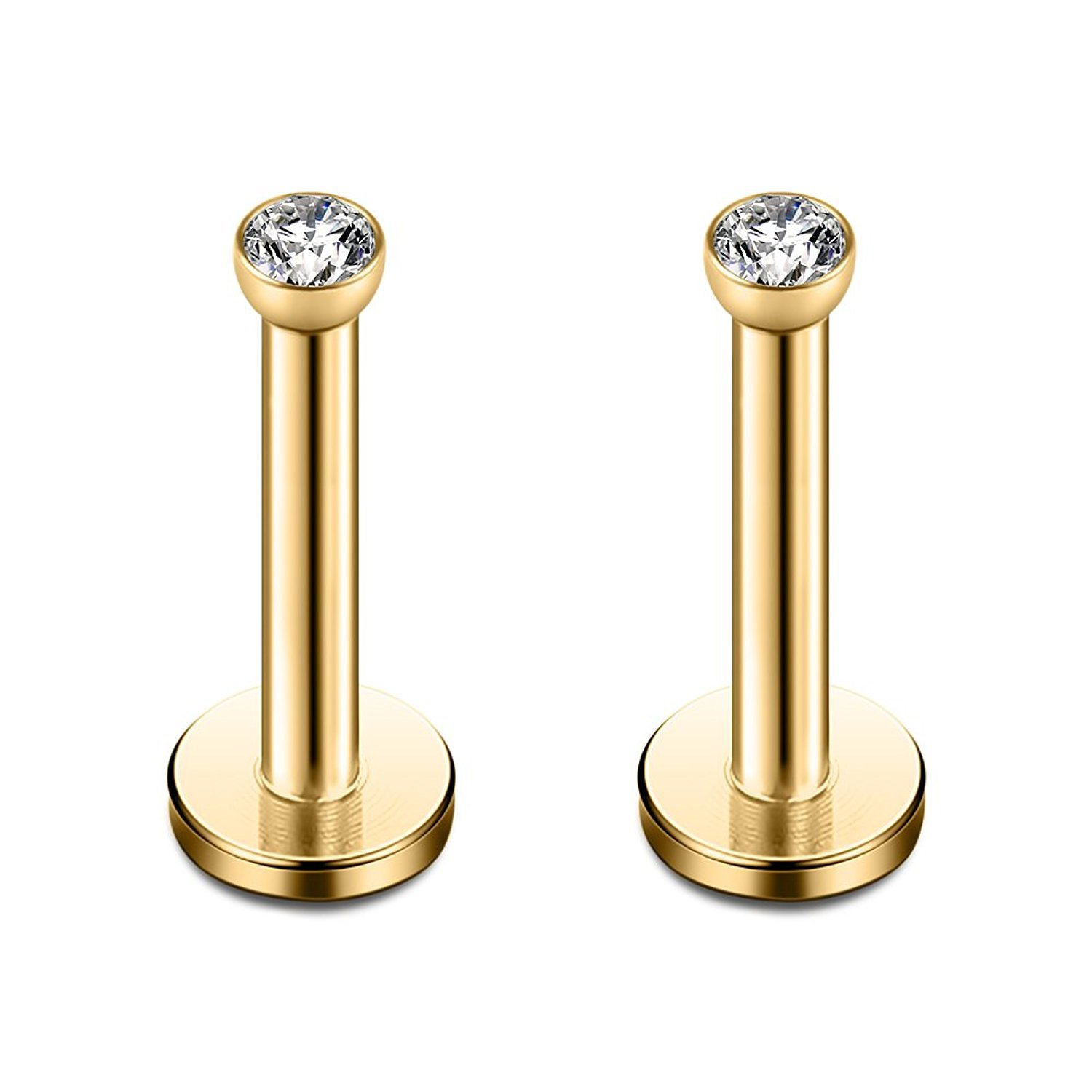 Briana WilliamsAcero inoxidable CZ internamente roscado Labret labio Piercing anillo Tragus Nail Helix pendiente Stud Barbell Piercing joyería 1.2mm 2-8pcs