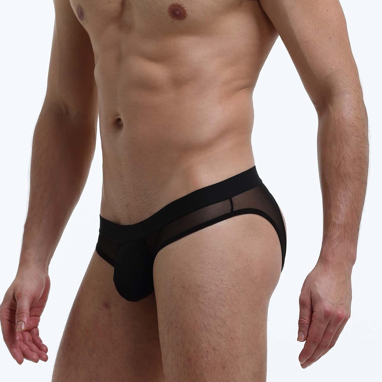 Men's Sexy Underwear Low Waist Breathable Mesh Underwear Hollow Back Thong Sexy Lingerie For Men