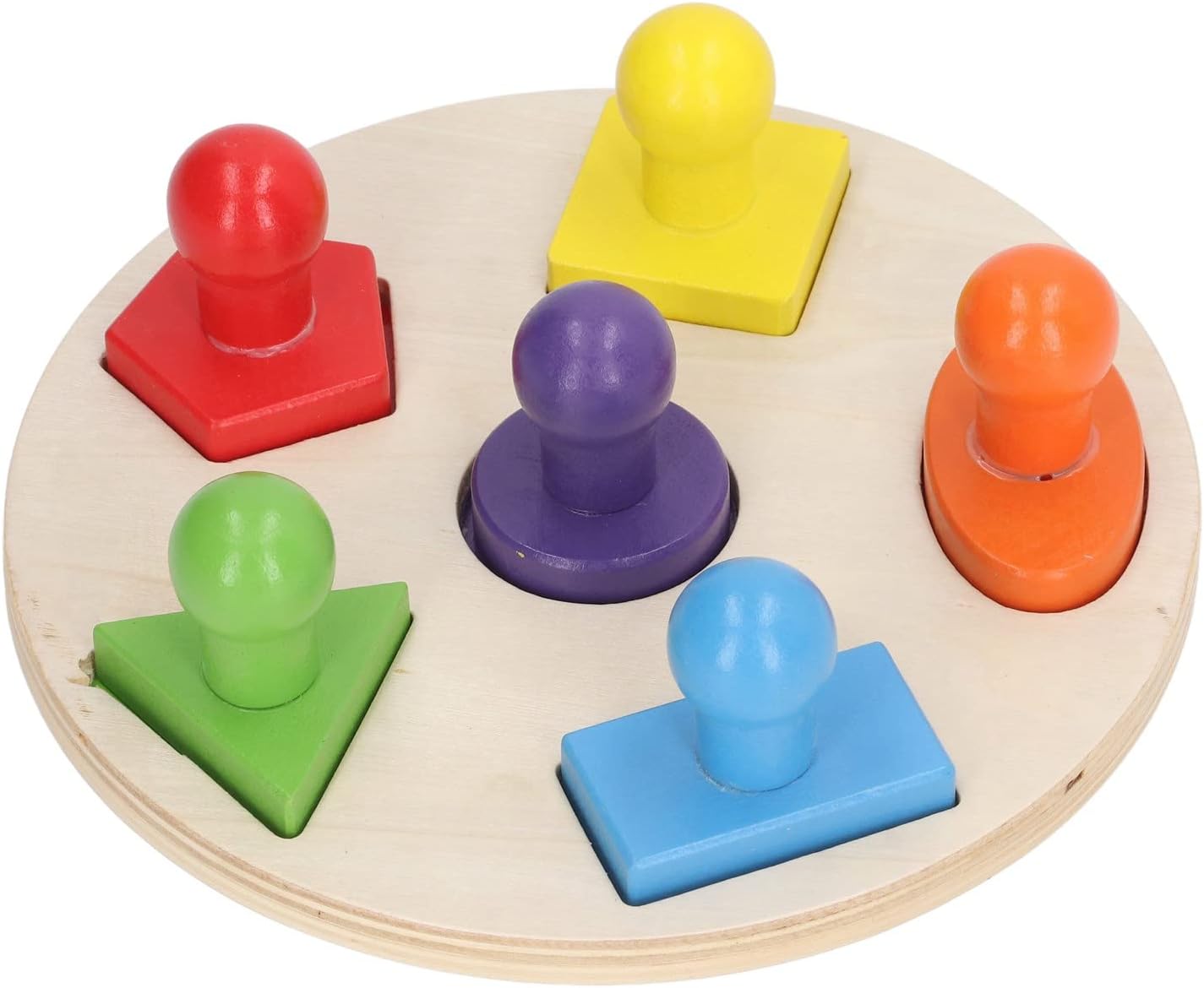 RiToEasysports Rompecabezas de Forma de Madera, Tablero Redondo de Desarrollo de Habilidades de Aprendizaje Temprano Colorido Educativo Tablero de Formas Geométricas de Múltiples Formas