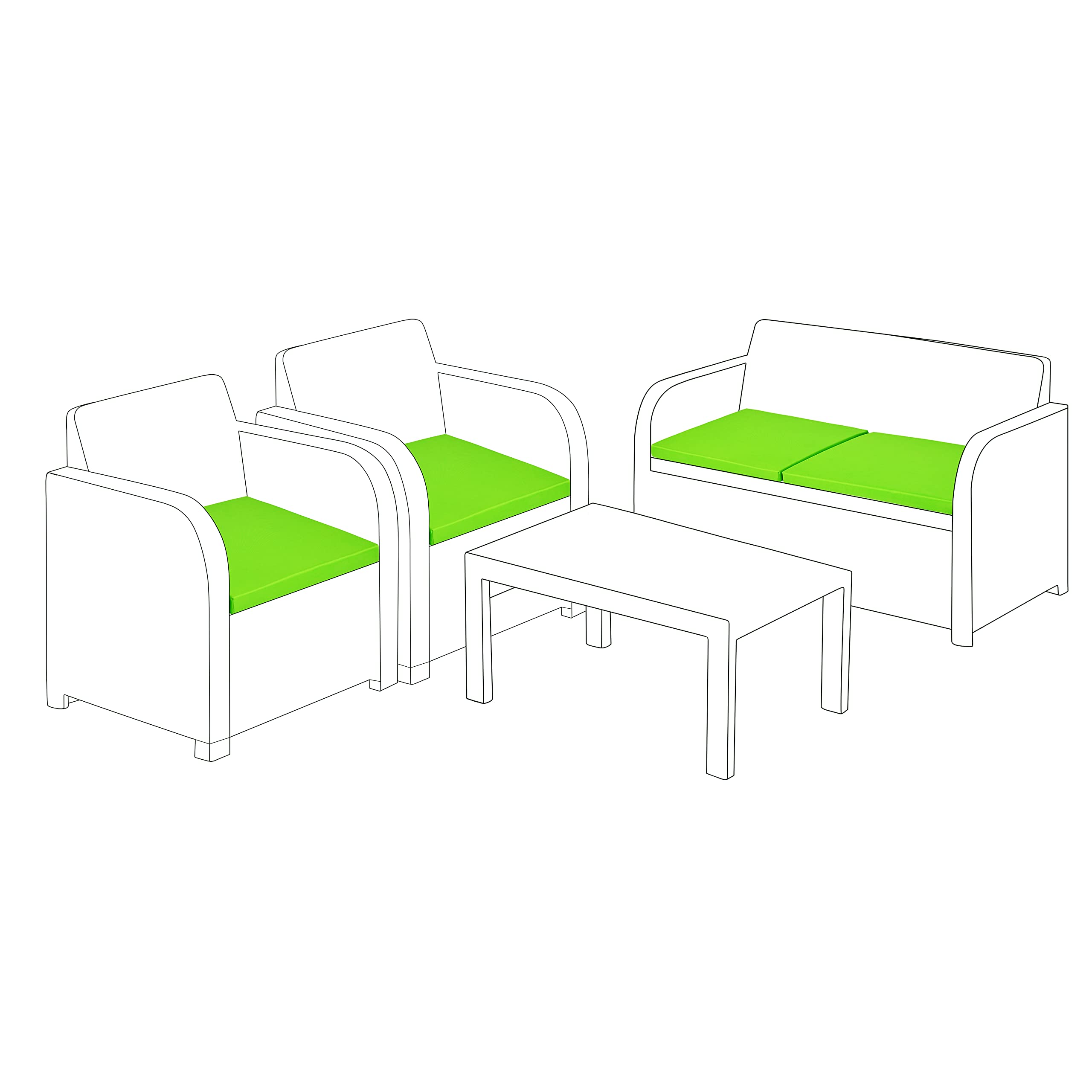 Gardenista Cojines para Exterior para Muebles de ratán | Cojines de jardín para Keter Allibert Carolina | Impermeables para Muebles de Patio | Livianos y duraderos | 4 Piezas (Lima)