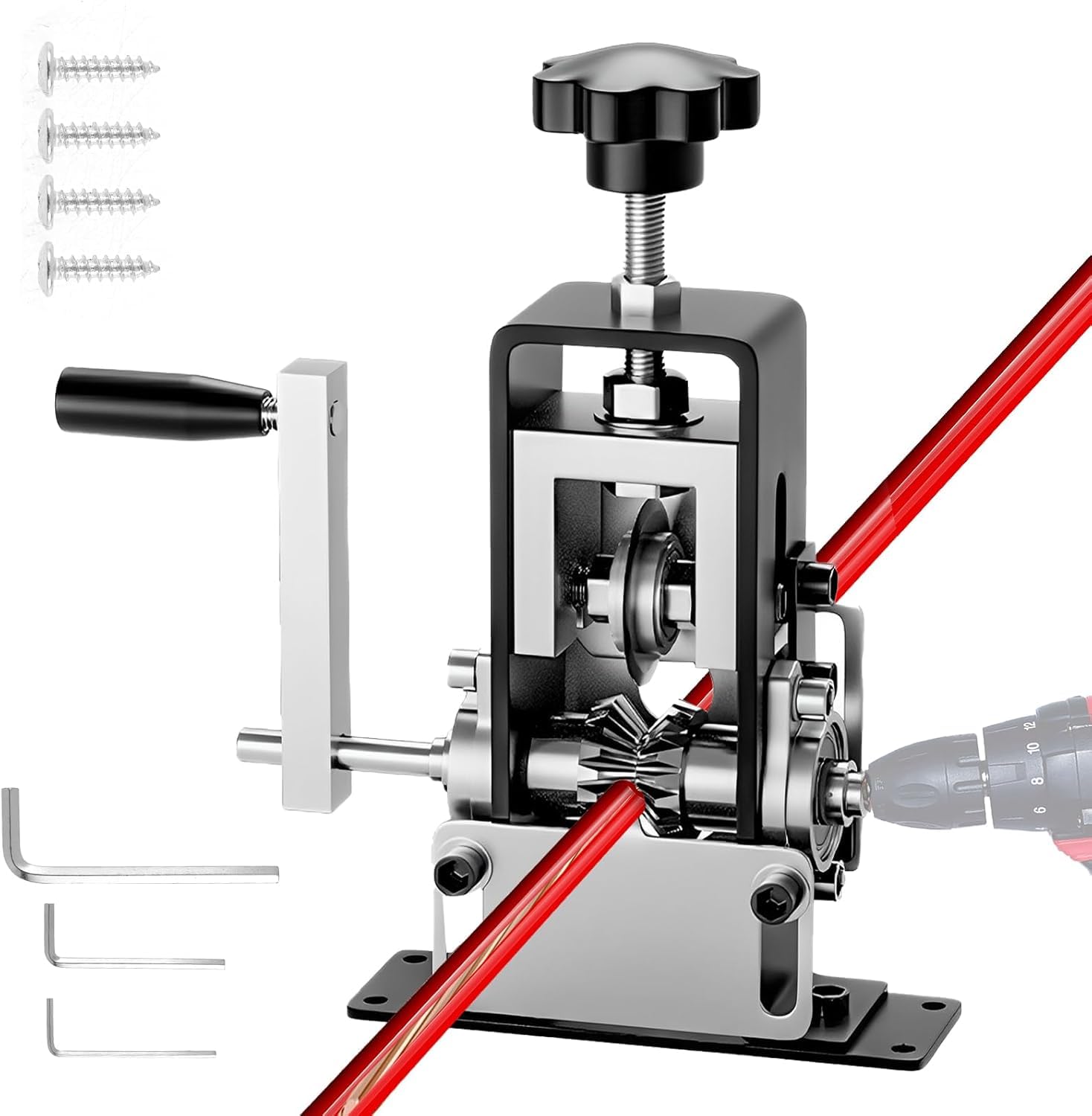 Nihuifdpy Manual Wire Stripper Machine, 1Mm-20Mm Copper Stripping With Hand Crank Or Drill Powered, Visible Stripping Depth Reference, Portable Aluminum Frame Wire Peeler For Scrap Copper Recycling