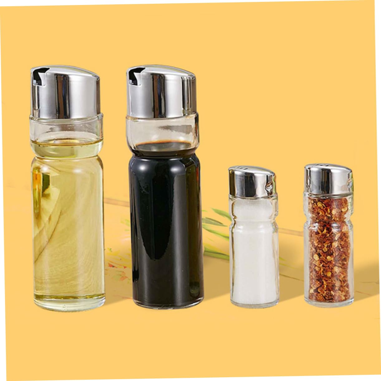 5 Pots à Épices en Verre, Lot de 5 Set de Set, Rangement la Cuisine