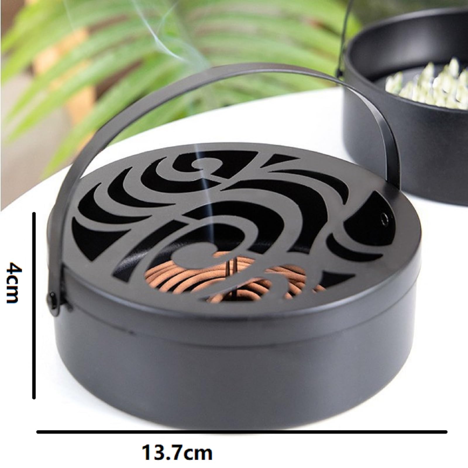 Porta Bobine con Coperchio,Design Classico Portazampirone Repellente, Ferro retrò Porta bruciatore di Incenso per Zanzare,PortatilePortaspiralette Zanzare per Casa Campeggio Viaggi (Nero