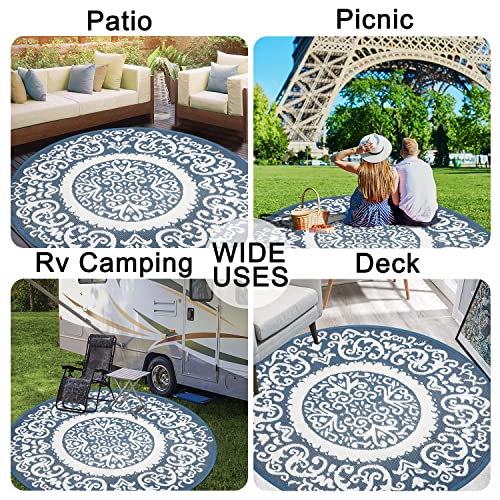 Tapis de patio réversible et imperméable en paille de plastique 1,5 m - 8