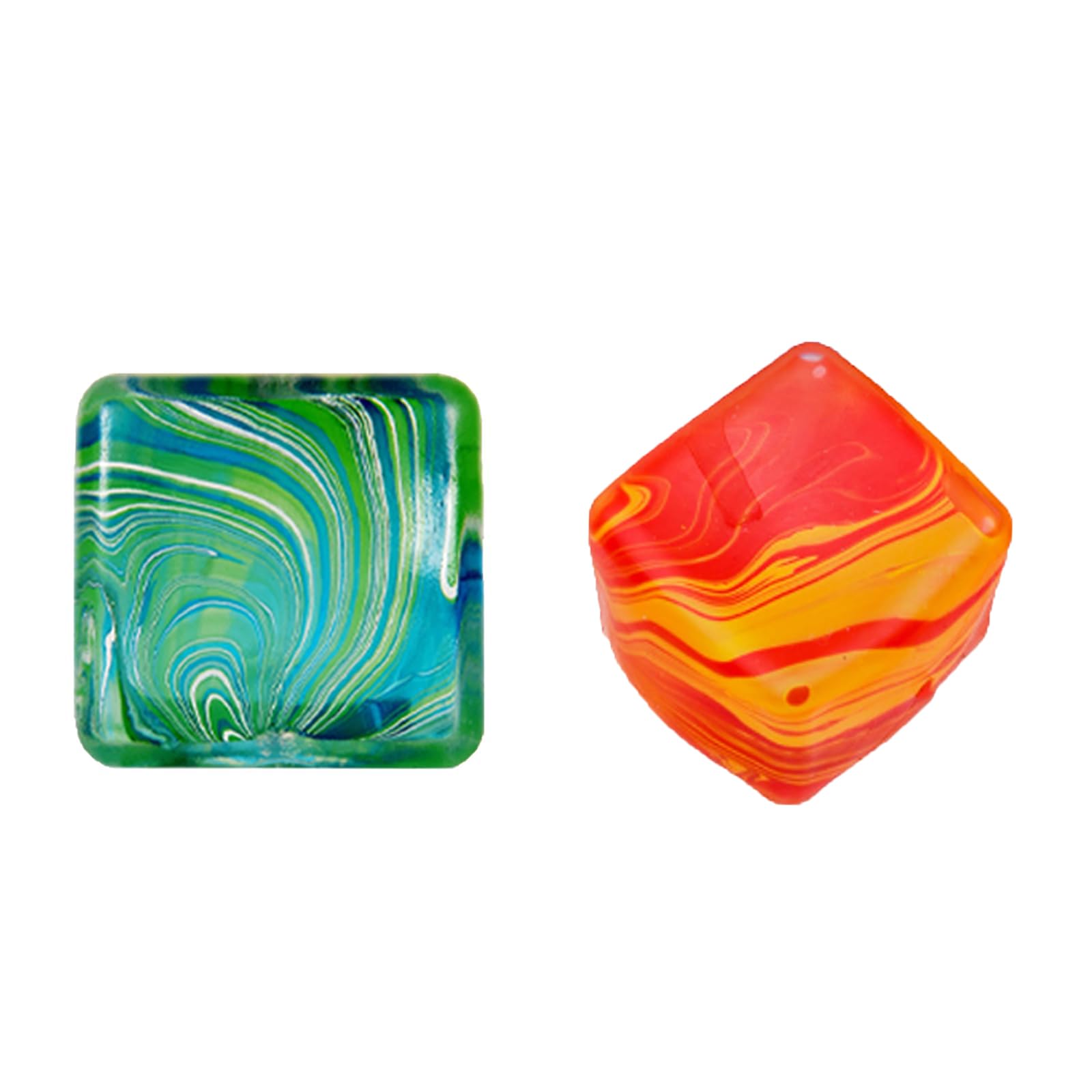 2 Pack 5cm Squishy Stress Cubes, Fidget Toys for Adults, Soft Sensory Stress Relief Toys, Anxiety Relief Squeeze Cubes (Green + Orange)