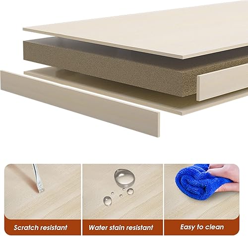 Miniatura 6 de FPIGSHS Estantería de escritorio para escritorio de computadora estantería de escritorio ajustable de 2 niveles soporte de impresora de madera y