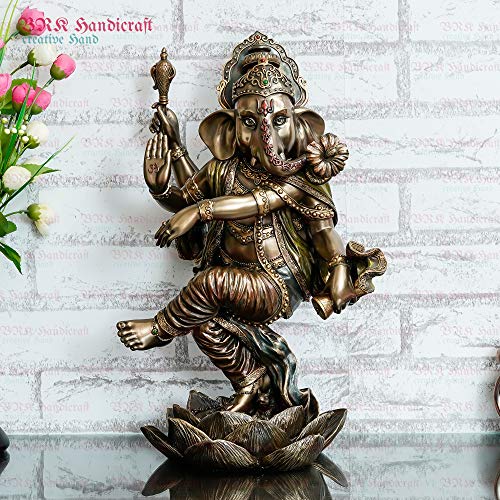 BRK Handicraft , Dancing Ganesha Figurine Bronze Sculpture Idol for Home, Office â€“Standing god Big Murti Sculpture Home - Decorative Showpiece Ganesha Idol Hindu God Ganpati