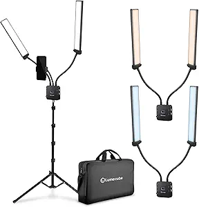 Lume Cube Flex Light Pro - Portable Dual LED Lamp with Tripod and Phone Holder Mount | Flexible 2-Point LED Lights for Tattoo Artists, Beauticians, aestheticians, lash Artists, and Content Creators
