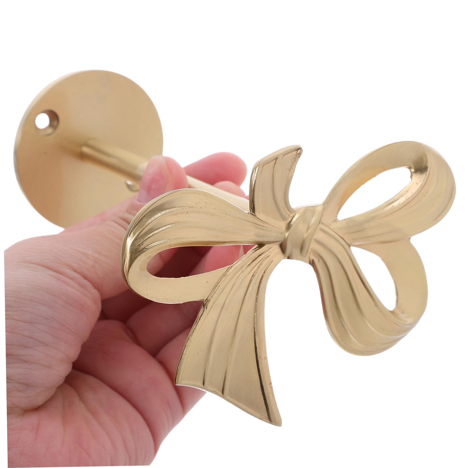 VICASKY Bow Brass Curtain Holdbacks Wall Mounted Bowknot Hooks for Drapery Tiebacks and Hat Organizer Metal Holders for Bedroom Living Office Decoration