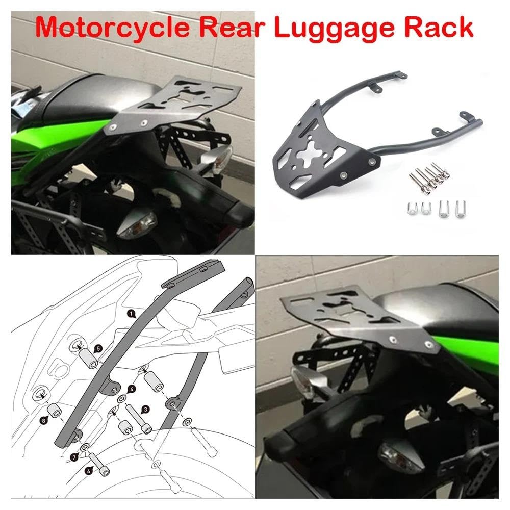 Portaequipajes Cajas Moto para Z650 650 EX650R 2017-2024 Portaequipajes para Motocicletas Estantes De Carga Trasera Soporte Extendido WIVAOKOLGR