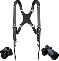 Vista 1 de Leather Dual Camera Harness Strap for Photographers,Adjustable Shoulder Crossbody Padded Harness for DSLR SLR