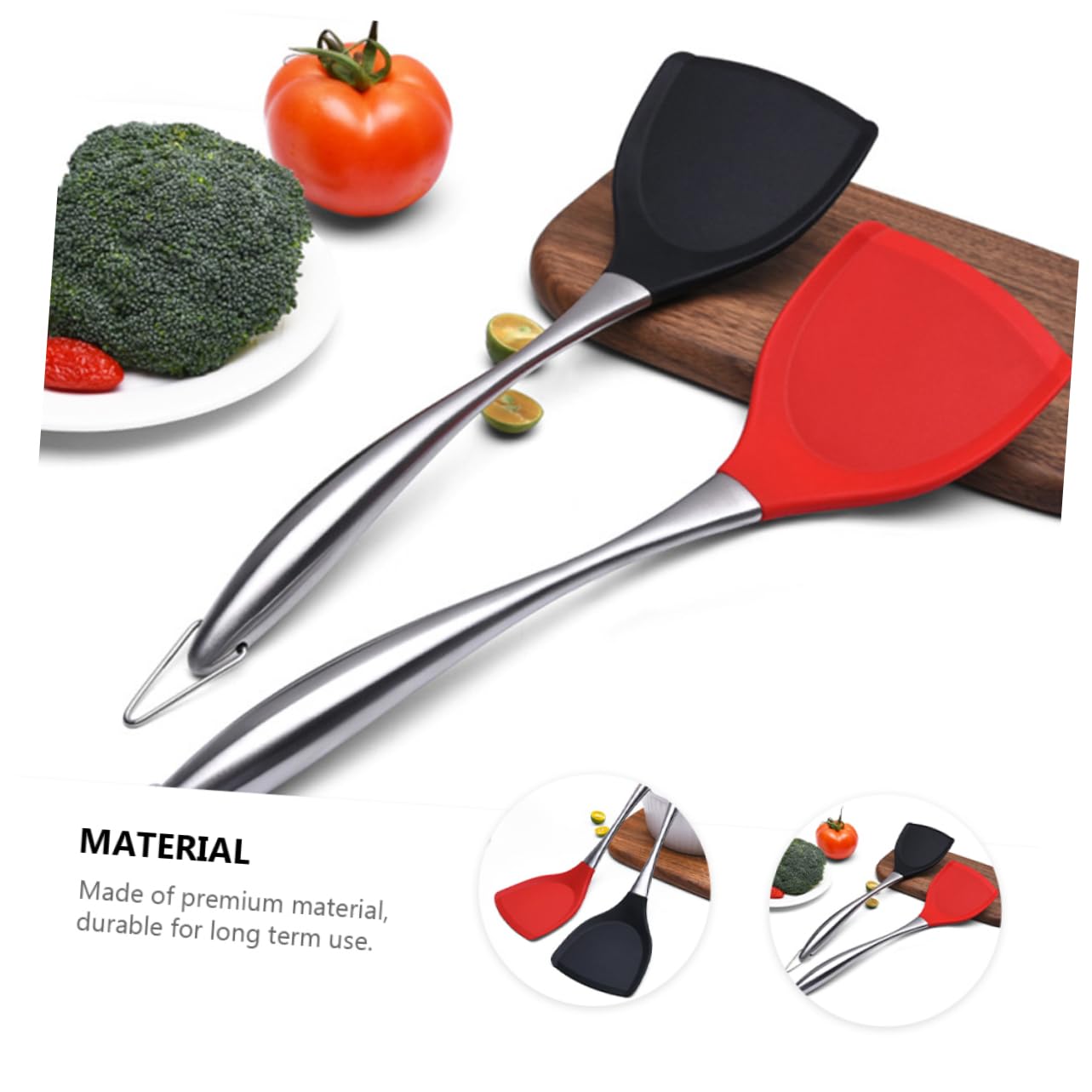 LABRIMP 3stücke Pfannenwender Hitzebeständiges Küchenutensil Mit Edelstahlgriff Wenden Von Eiern Pfannkuchen Und Zufälligen Farben Für Antihaftbeschichtete Pfannen Geeignet